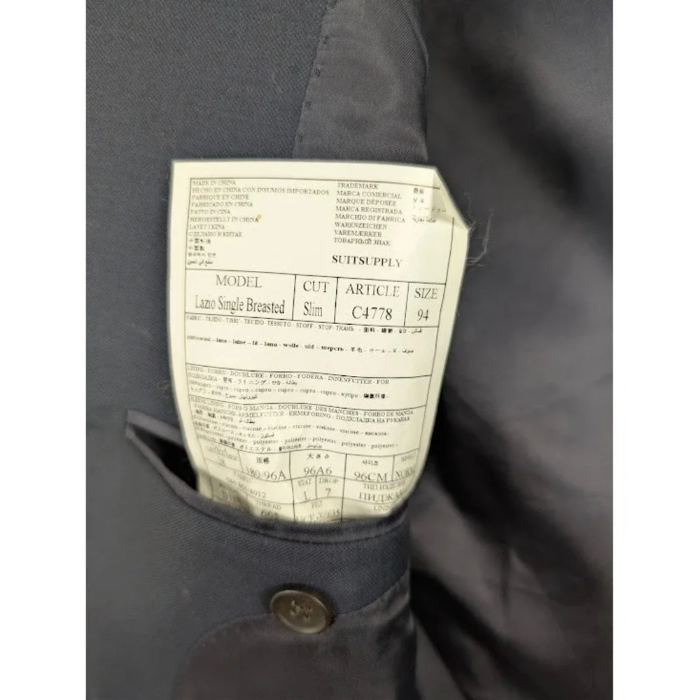 Suitsupply Lazio Blazer 38L Navy Blue Vitale Barberis Canonico Wool Jacket